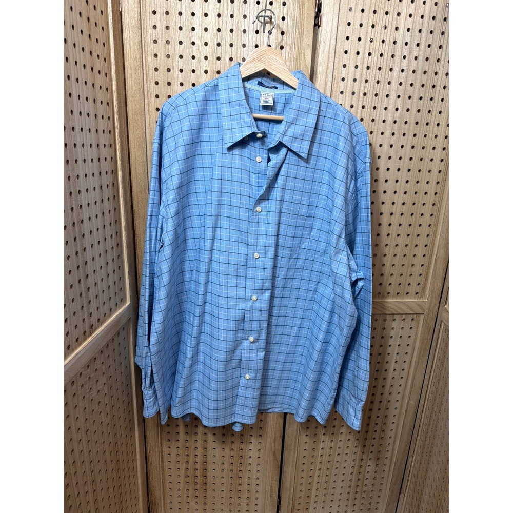 Old Navy Men XXL Regular Fit Long Sleeve Button Down Shirt Blue Windowpane Check